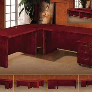 Elegant Mahogany Veneer Modular Desk for Stylish Workspaces