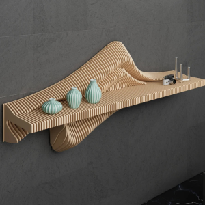 Parametric Shelf Design – Wavy Wooden Wall