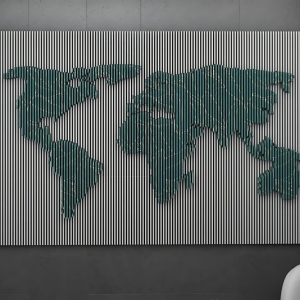 Exquisite CNC-Crafted Global Grid Wall Art - World Map Design