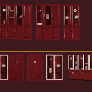 Elegant Two Glass Door Wooden Wall Unit for Stylish Storage