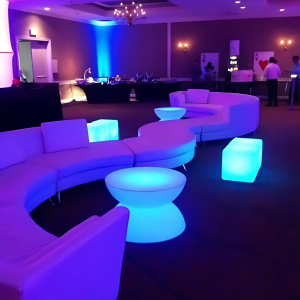 Glow Lounge Set – LED Light-Up Modular Curved Sofas & Tables