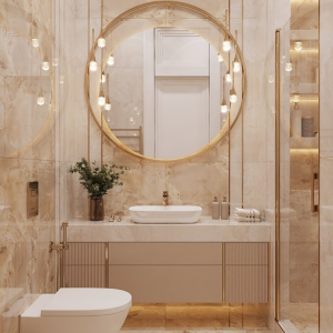 Elegant Marble Floating Vanity with LED Lighting Accents