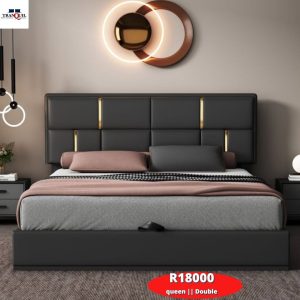 Upholstered Platform Bed (Headboard and Base) with Side Table Drawers for Stylish Storage