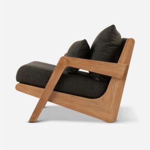 Elegant Leisure Chair with Oak Wood Armrests for Your Bay Lounge