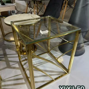 Chic Gold-Sided Coffee Glass Table for Elegant Home Decor