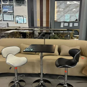 Modern Bistro Set: Adjustable Table + 2 Faux-Leather Stools